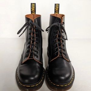 DR MARTENS DOCS BLACK QUILON LEATHER BOOTS SIZE 5UK 7US MADE IN ENGLAND MIE EUC